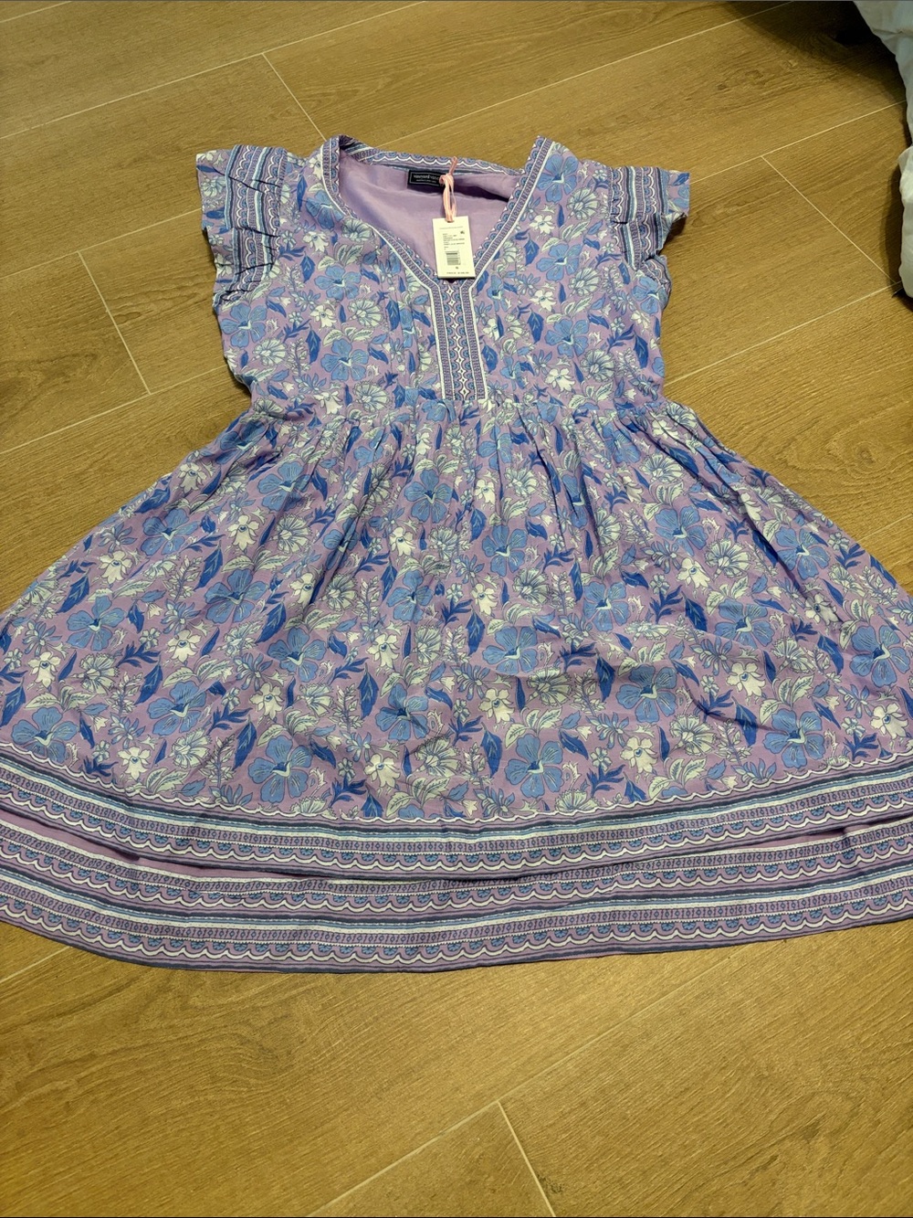 Vineyard Vines Lavender and Blue Floral Print Midi Dress